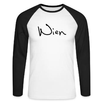 Wien1 - T-shirt baseball manches longues Homme - blanc/noir - Devant - Nik (191cm)