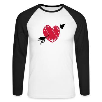 Herz Pfeil - Unisex Baseballshirt langarm - Weiß/Schwarz - Vorne - Nik (191cm)