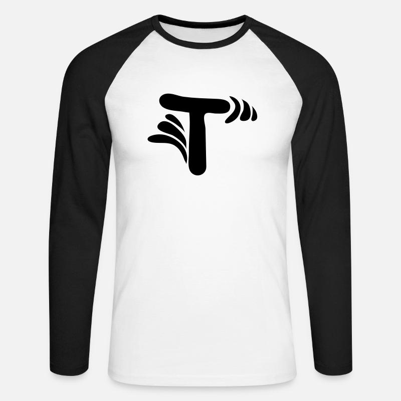 Buchstabe T & Muster - Unisex Baseballshirt langarm - Weiß/Schwarz