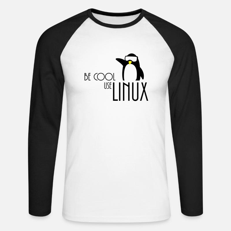 be cool use linux - Unisex Baseballshirt langarm - Weiß/Schwarz