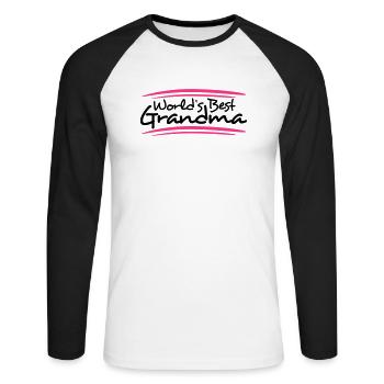 Worlds Best Grandma - Unisex Long Sleeve Baseball T-Shirt - white/black - Front - Nik (191cm)