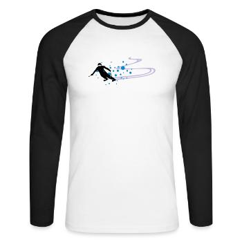 Sport - Skifahrer - Unisex Baseballshirt langarm - Weiß/Schwarz - Vorne - Nik (191cm)