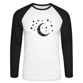 mond_sterne_002 - T-shirt baseball manches longues Homme - blanc/noir - Devant - Nik (191cm)