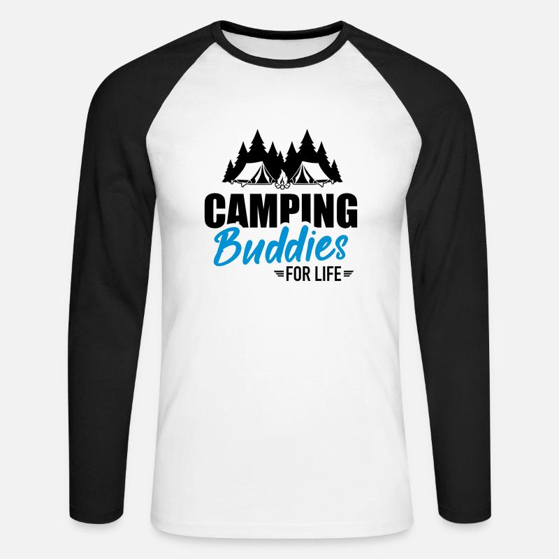 Camping - Unisex Baseballshirt langarm - Weiß/Schwarz