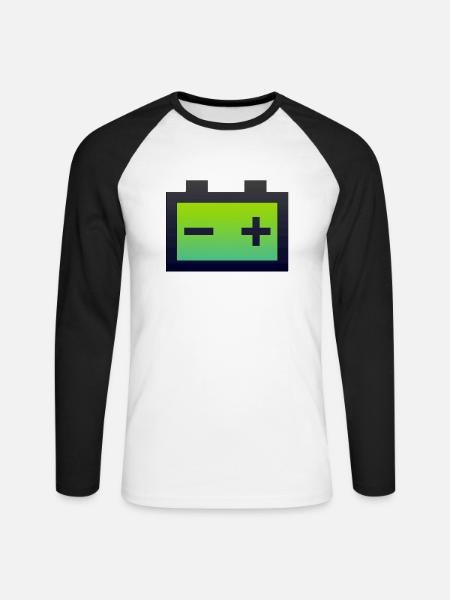 battery car battery - Unisex Long Sleeve Baseball T-Shirt - white/black