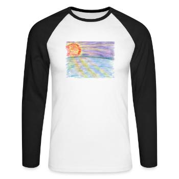 Sonnenuntergang - Unisex Baseballshirt langarm - Weiß/Schwarz - Vorne - Nik (191cm)