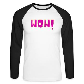 WOW - Unisex Long Sleeve Baseball T-Shirt - white/black - Front - Nik (191cm)