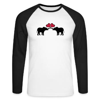 Hearts In Love Elephant Couple - Unisex Long Sleeve Baseball T-Shirt - white/black - Front - Nik (191cm)