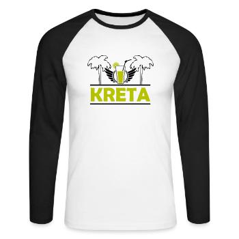 Kreta - Unisex Baseballshirt langarm - Weiß/Schwarz - Vorne - Nik (191cm)