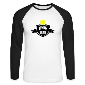 Équipe de tennis - T-shirt baseball manches longues Homme - blanc/noir - Devant - Nik (191cm)