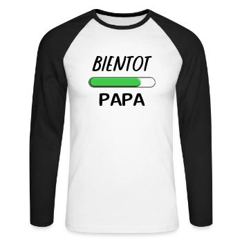 Bientôt papa - T-shirt baseball manches longues Homme - blanc/noir - Devant - Nik (191cm)