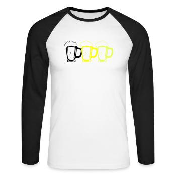 Beer glasses - Unisex Long Sleeve Baseball T-Shirt - white/black - Front - Nik (191cm)