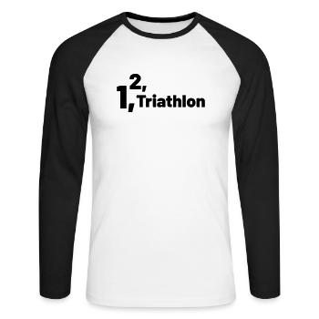 1 2 Triathlon - T-shirt baseball manches longues Homme - blanc/noir - Devant - Nik (191cm)