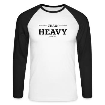 Train Heavy - Unisex Baseballshirt langarm - Weiß/Schwarz - Vorne - Nik (191cm)