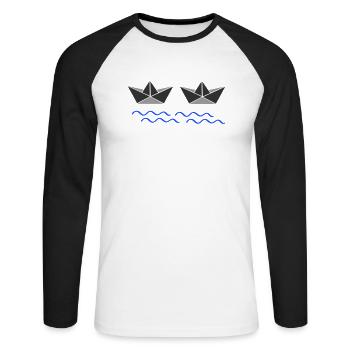 Paper Boats 02 - Unisex Long Sleeve Baseball T-Shirt - white/black - Front - Nik (191cm)