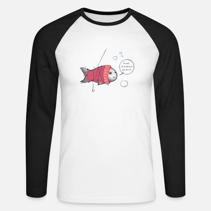 Rollkragenpullover Aprilscherz - Unisex Baseballshirt langarm - Weiß/Schwarz