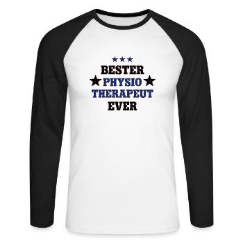 Bester Physio Therapeut Physiotherapie Therapeuten - Unisex Baseballshirt langarm - Weiß/Schwarz - Vorne - Nik (191cm)