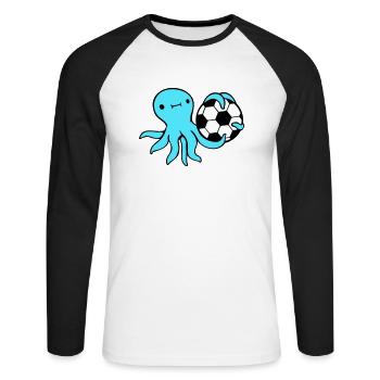 pieuvre jouant au football ballon tenant gardien de but sports - T-shirt baseball manches longues Homme - blanc/noir - Devant - Nik (191cm)