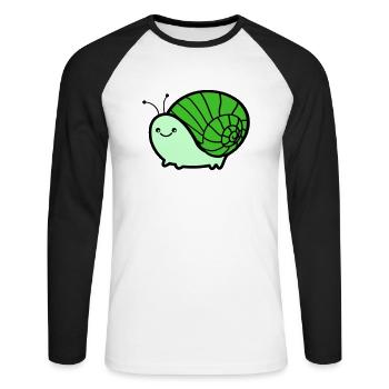 Escargot 02 - T-shirt baseball manches longues Homme - blanc/noir - Devant - Nik (191cm)