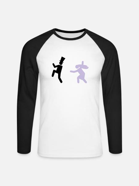 Running Groom - Unisex Long Sleeve Baseball T-Shirt - white/black