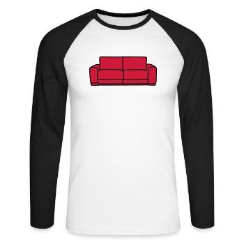 Canapé - T-shirt baseball manches longues Homme - blanc/noir - Devant - Nik (191cm)