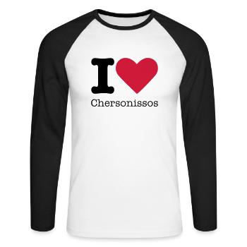 I Love Chersonissos - T-shirt baseball manches longues Homme - blanc/noir - Devant - Nik (191cm)