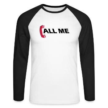 call_me_2c - Unisex Baseballshirt langarm - Weiß/Schwarz - Vorne - Nik (191cm)