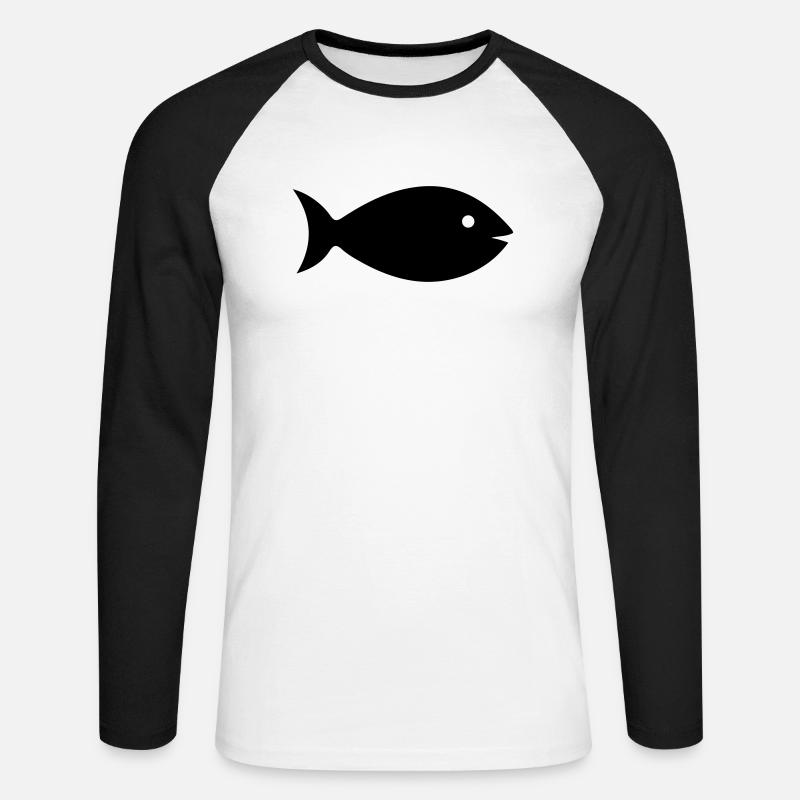 Fish silhouette - Unisex Baseballshirt langarm - Weiß/Schwarz