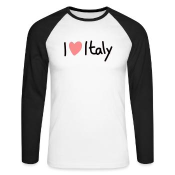 I love Italy - T-shirt baseball manches longues Homme - blanc/noir - Devant - Nik (191cm)