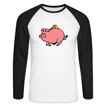 Tirelire - T-shirt baseball manches longues Homme - blanc/noir - Devant - Nik (191cm)