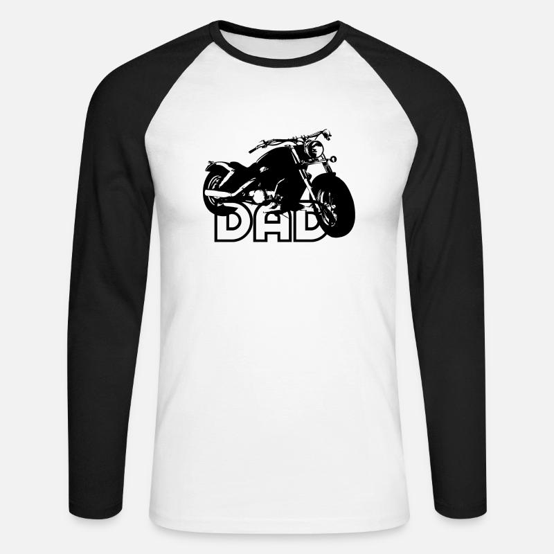 Biker DAD Black Motorcycle - Unisex Baseballshirt langarm - Weiß/Schwarz