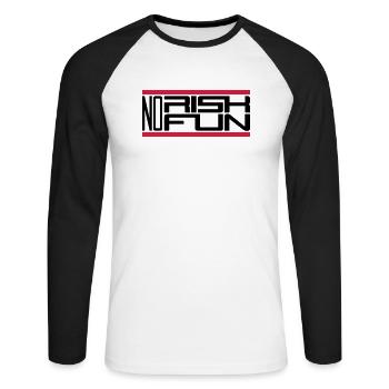 bar no risk no fun claim risk danger - Unisex Long Sleeve Baseball T-Shirt - white/black - Front - Nik (191cm)