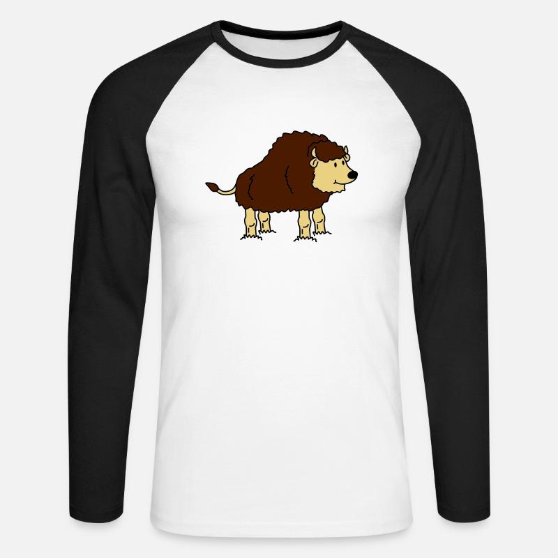 bison - Unisex Baseballshirt langarm - Weiß/Schwarz