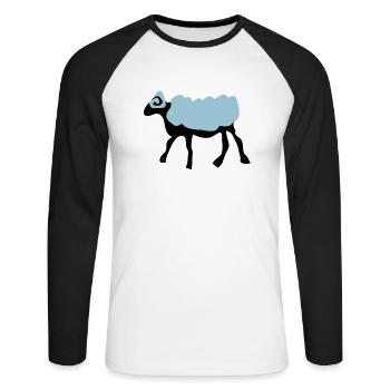 sheep_farm_animal - T-shirt baseball manches longues Homme - blanc/noir - Devant - Nik (191cm)