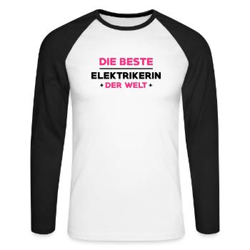 Elektriker Elektrikerin Elektrizität Heimwerker - Unisex Baseballshirt langarm - Weiß/Schwarz - Vorne - Nik (191cm)