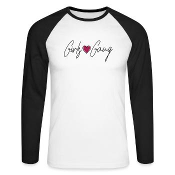 girls gang heart - Unisex Baseballshirt langarm - Weiß/Schwarz - Vorne - Nik (191cm)