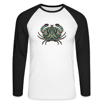 Krabbe - Unisex Baseballshirt langarm - Weiß/Schwarz - Vorne - Nik (191cm)