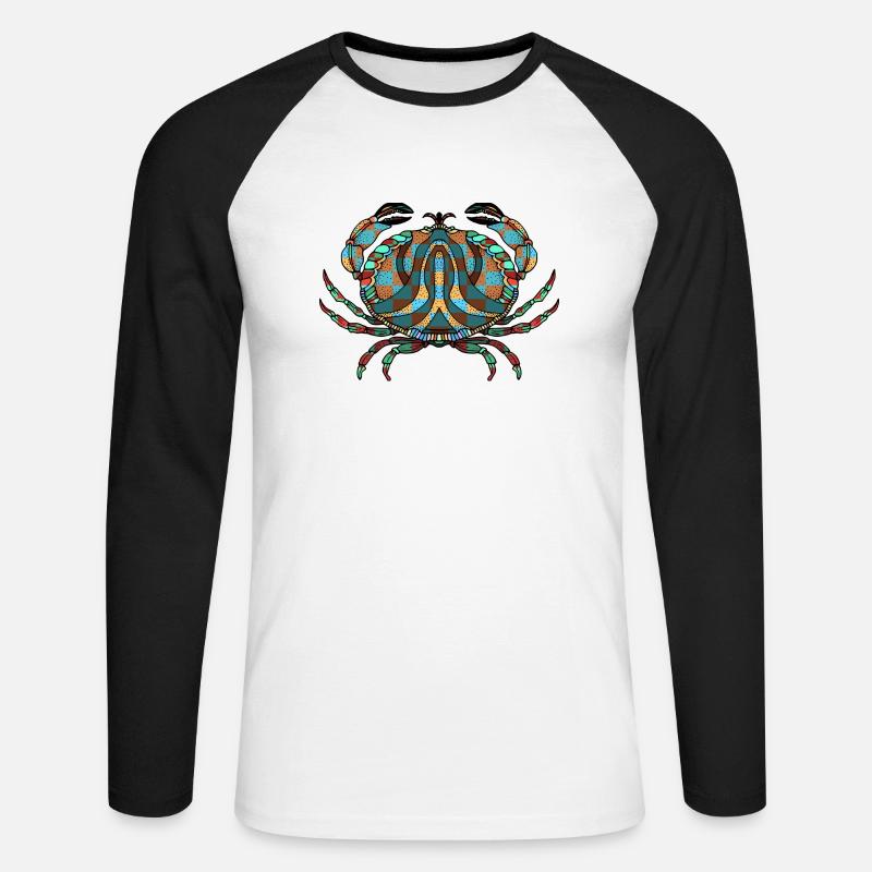 Crab - Unisex Long Sleeve Baseball T-Shirt - white/black