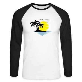 island - Unisex Long Sleeve Baseball T-Shirt - white/black - Front - Nik (191cm)