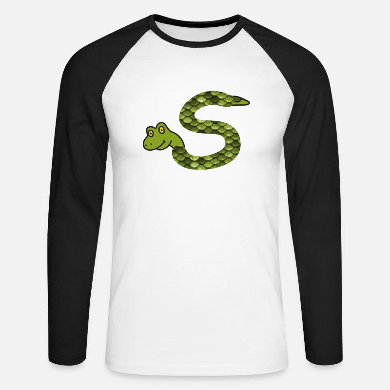 serpente s - Maglia da baseball a manica lunga da uomo - bianco/nero