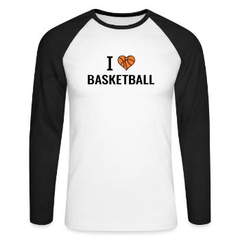 I love Basketball Basketball Gift Idea - Unisex Long Sleeve Baseball T-Shirt - white/black - Front - Nik (191cm)