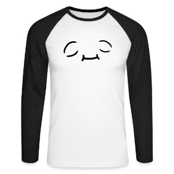 Conception de visage détendue - T-shirt baseball manches longues Homme - blanc/noir - Devant - Nik (191cm)