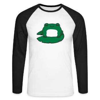 Grenouille sur nénuphar - T-shirt baseball manches longues Homme - blanc/noir - Devant - Nik (191cm)