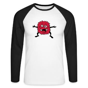Bienvenue monstre drôle - T-shirt baseball manches longues Homme - blanc/noir - Devant - Nik (191cm)