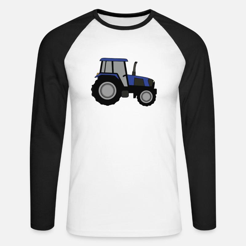 Traktor Illustration Geschenkidee - Unisex Baseballshirt langarm - Weiß/Schwarz