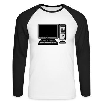 Computer Tastatur Maus Bildschirm - Unisex Baseballshirt langarm - Weiß/Schwarz - Vorne - Nik (191cm)