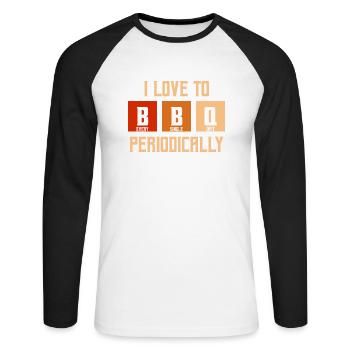 J’aime faire griller périodiquement la fumée du barbecue - T-shirt baseball manches longues Homme - blanc/noir - Devant - Nik (191cm)