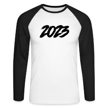 2023 - Unisex Long Sleeve Baseball T-Shirt - white/black - Front - Nik (191cm)