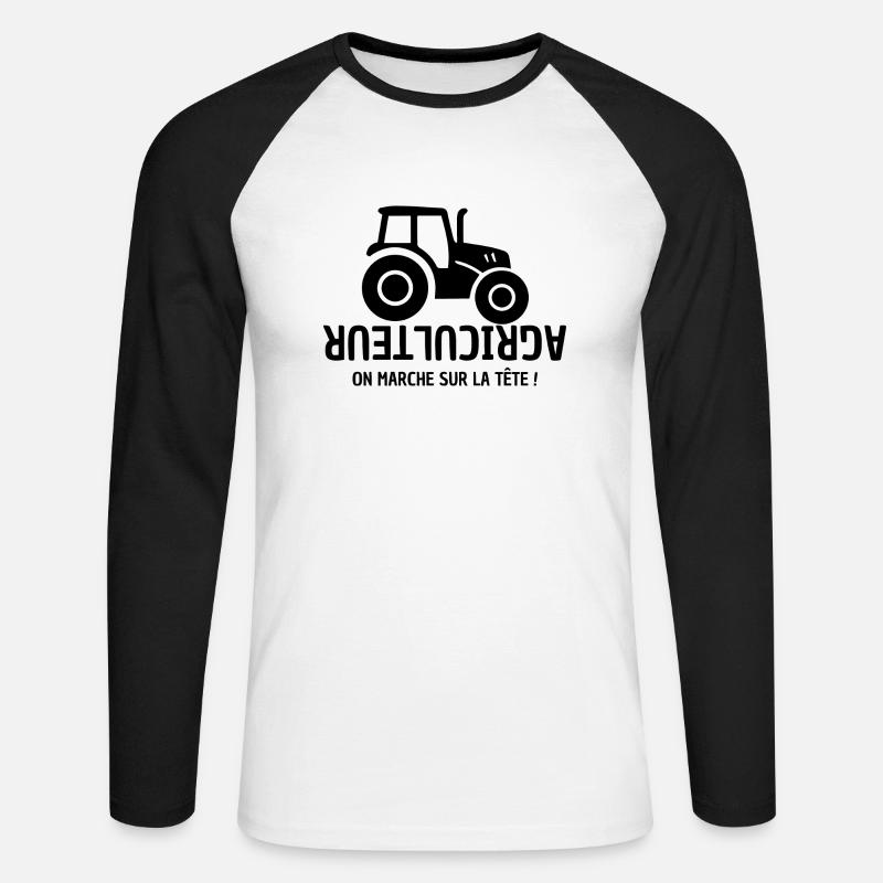 Bauer, Bauer, Bauer, Traktor - Unisex Baseballshirt langarm - Weiß/Schwarz
