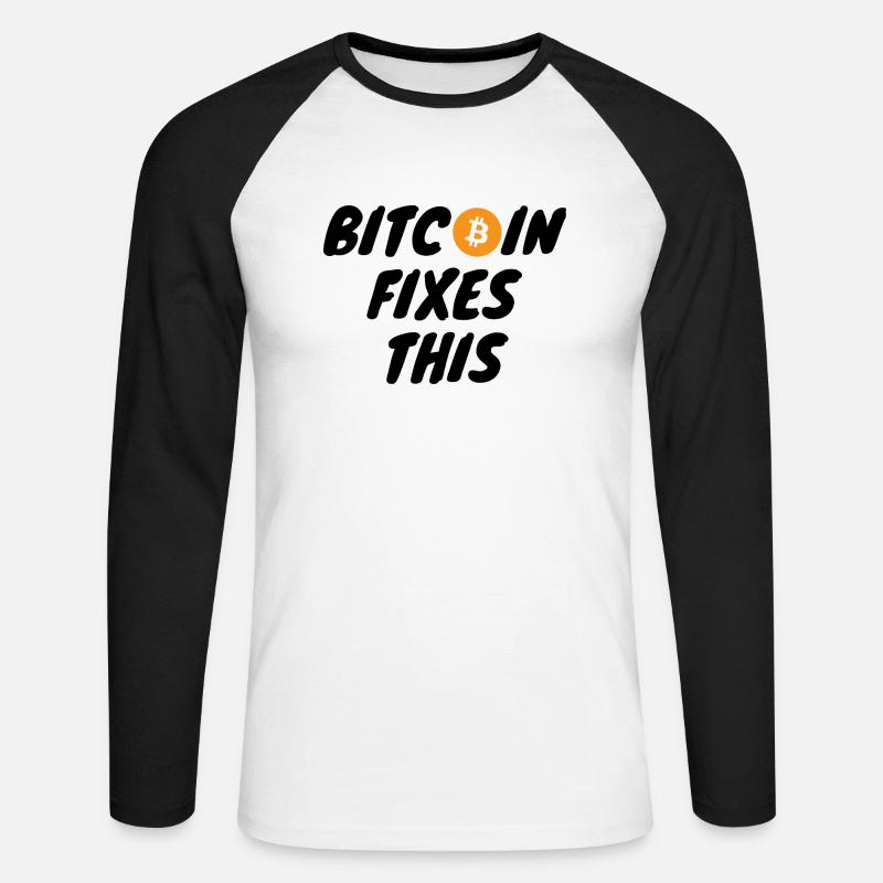 Krypto Bitcoin Fixes This - Unisex Baseballshirt langarm - Weiß/Schwarz